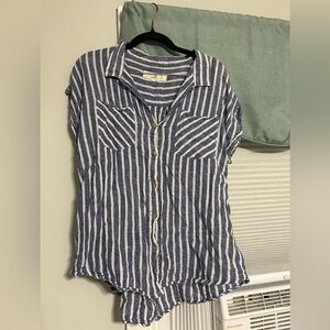 Thread & Supply Navy and White Striped Button-Down Shirt